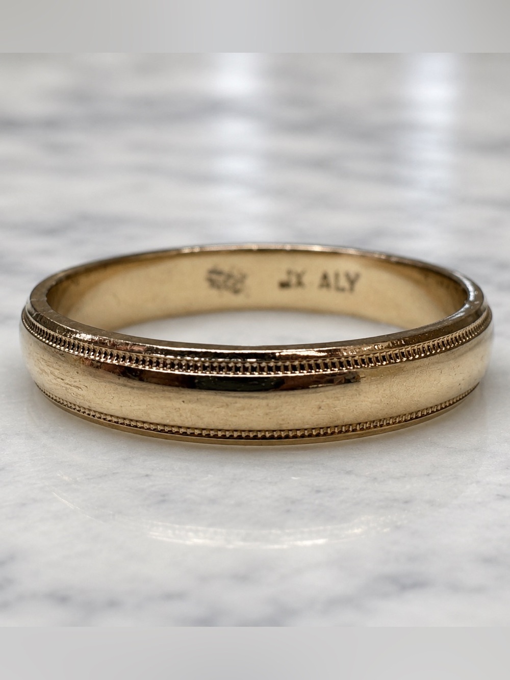 JX ALY Gold Tone Milgrain Wedding Band Ring Size 10.5 Vintage Unisex